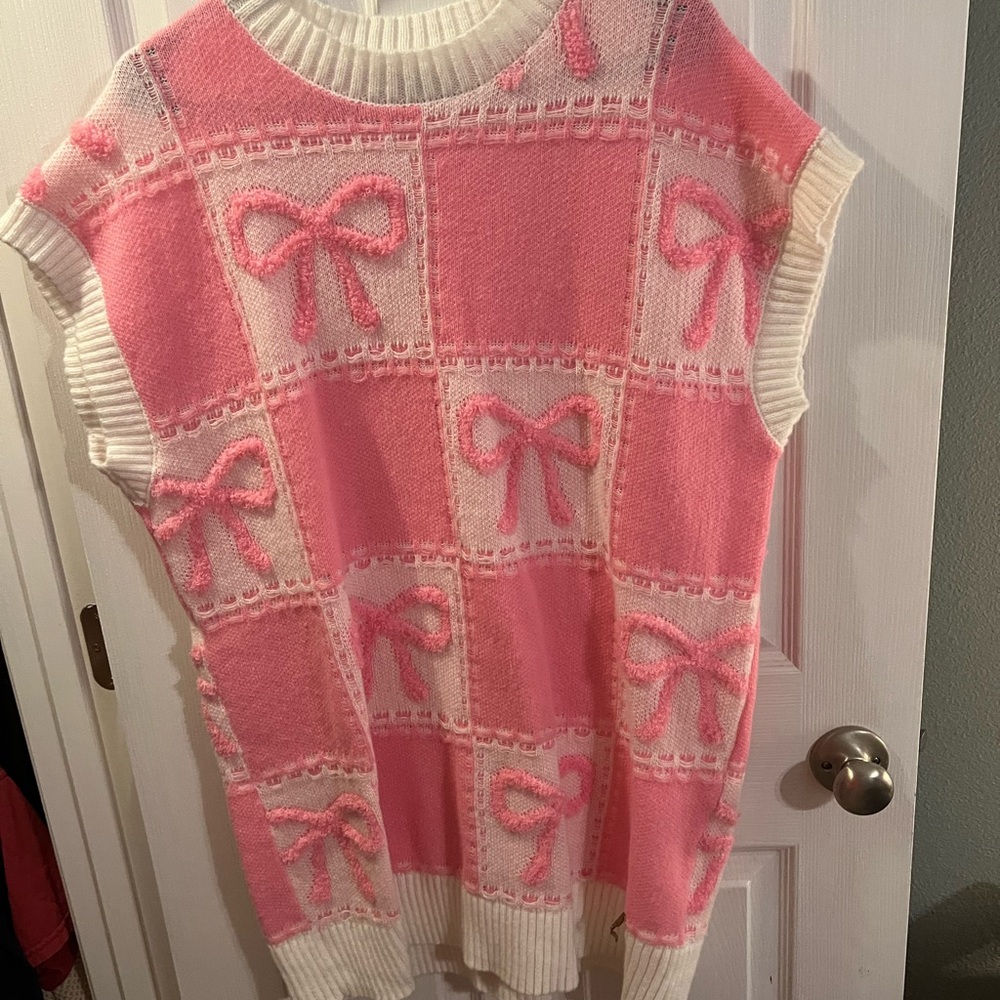 Pink and White Bow dress